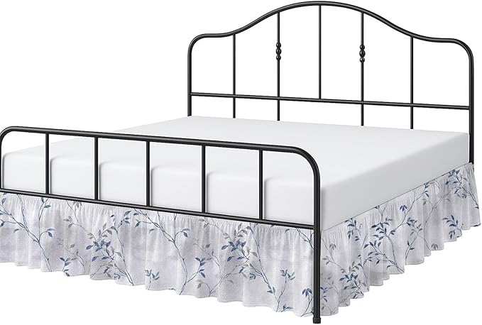 Cottington Lane Ruffled Bed Skirt Twin Size with Split Corner, Brushed Microfiber Hotel Quality Dust Ruffle, 24 Inch Drop Gathered Bedskirt, Soft, Stylish, Shrink & Fade Resistant, Neutral Nature