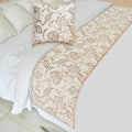 The HomeCentric King/Queen/Twin Beige Decorative Bed Runner Queen 74"x18" Bed Runner Without Pillow Cover, Floral, Pearl, Jute Lace, Embroidery Bed Scarf on Cotton Fabric - Floral Luster