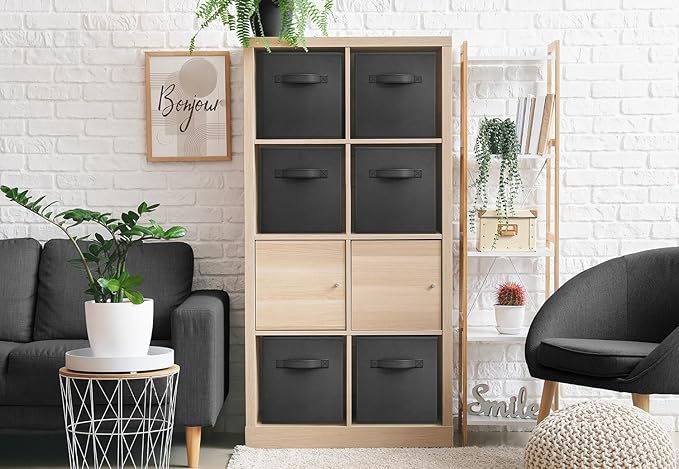 Sorbus Foldable Storage Cubes - 6 Pack, 11 Inch, Black, Fabric, Foldable, Storage and Organization, Versatile Use, Collapsible Storage, Lightweight and Durable