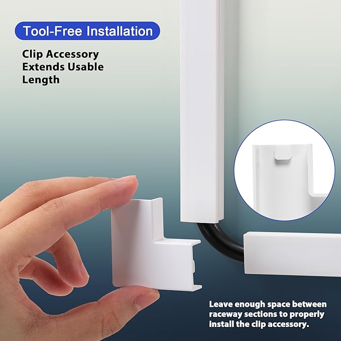Cord Hider 132in White, W0.85in H0.5in Self-Adhesive Convenient Cable Raceway Kit, Wall Wire Hider Cable Hider for 2 Cords, Cord Cover for Wires on Wall Cable Management, Wire Covers for Cords