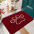 OLANLY Dog Door Mat for Muddy Paws 24x16, Paw Print Design, Absorbs Moisture and Dirt, Absorbent Non-Slip Washable Doormat, Quick Dry Chenille Mud Mat for Dogs, Entry Indoor Entryway Carpet, Red