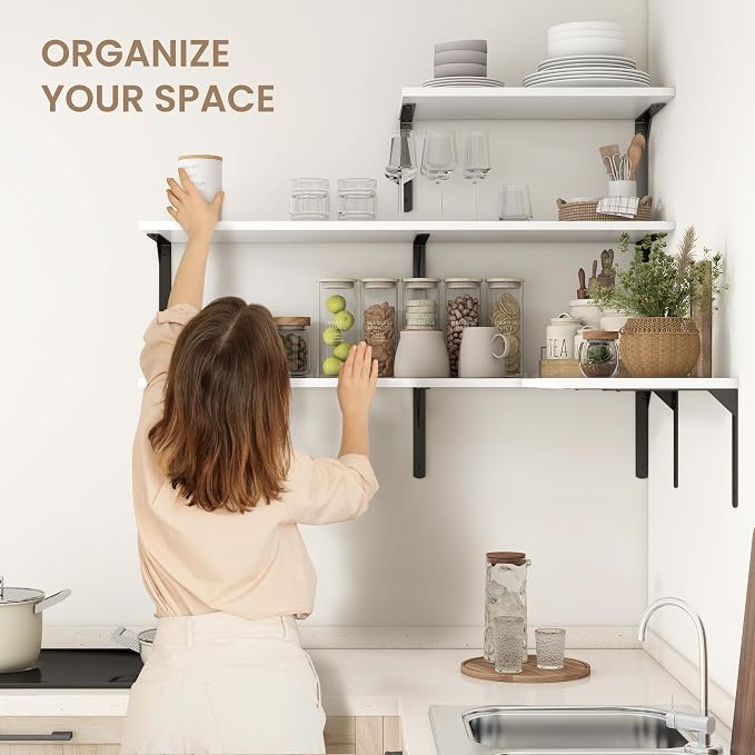 Fun Memories Floating Shelves for Wall, 12 Inch Deep Floating Shelves Set of 2