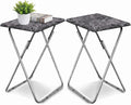 Tv Trays Folding Tv Table, Dinner Table for Eating with Sturdy Metal Frame, Small Foldable Snack Trays Table for Living Room, Couch,Sofa, Bed, No Assembly Required (Black Marble 2-Piece Set)