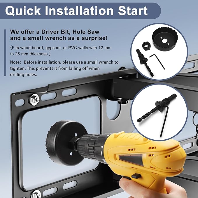 Wire Hiders for TV on Wall, 3in Black in Wall Cable Management Kit, YCLYC Cable Hider Wall Grommets for Cables, Wire Hider Wall to Install Includes 4 Pass Brackets and 1 Hole Saw Drill