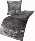 HomeCentric Designer Bed Runner with Decorative Throw Pillow Cover, 53 x 18 Inch Damask Twin Size Scarf in Foil Velvet and Embroidery