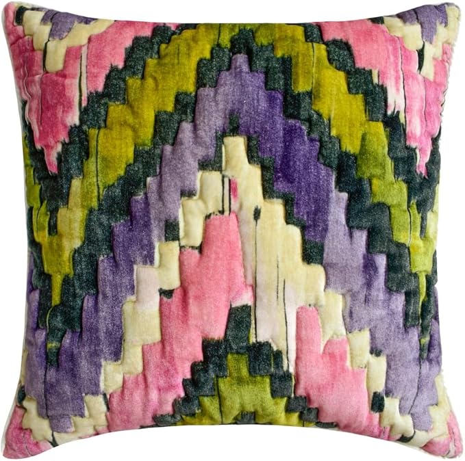 The HomeCentric King/Queen/Twin Pink & Purple Luxury CA King 86"x18" Bed Runner with Two Pillow Cover, Chevron, Quilted Bed Scarf on Velvet Fabric - Artful Chevron