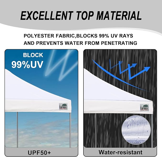 Eurmax USA 10x10ft Pop Up Canopy,Commercial Instant Tent for Outdoor Events,Patented No-Tip Rolling Storage Bag with 4 Sandbags,UV & Water Resistant,Heavy Duty Portable Shelter Gazebo,Kelly Green