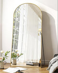 Suidia Full Length Mirror, 58"x21" Floor Standing Mirror Freestanding, Full Body Mirrors with Stand for Bedroom, Hanging Mounted for Living Room Cloakroom, Gold, Arched Style