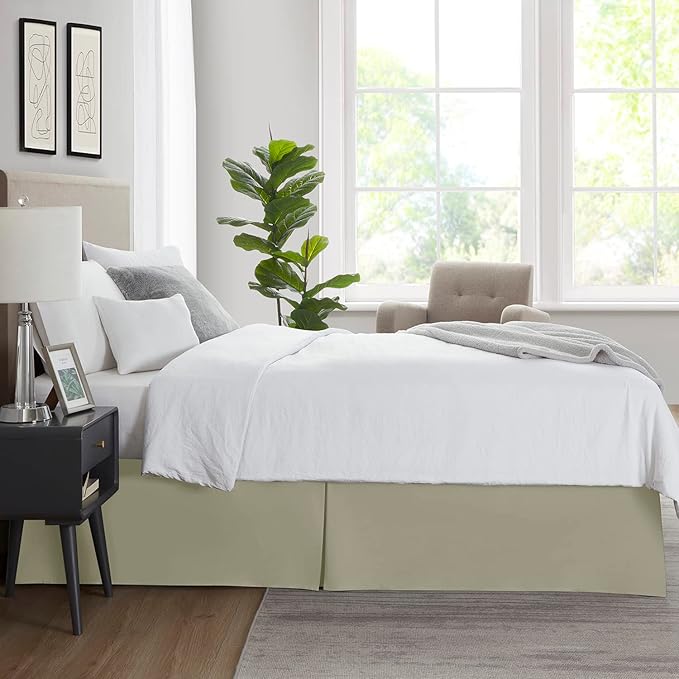 Nestl Green Full Bed Skirt - Full Size Bed Skirt 14 Inch Drop - Brushed Microfiber Bed Skirts - Hotel Quality Pleated Bed Skirt - Shrinkage & Fade Resistant