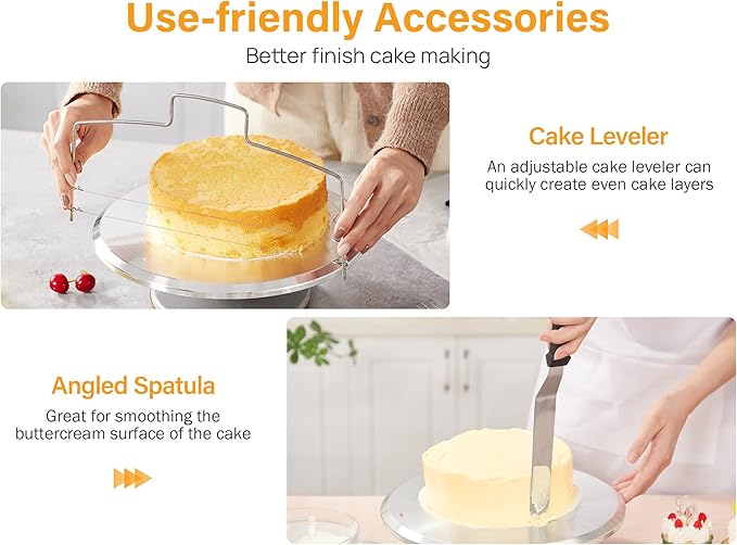 Kootek 22 Aluminum Cake Stand Turntable Set for Decorating Baking Kit, 12"