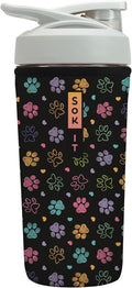 Sok It BotlSok Protein Blender Shaker Bottle Sleeve Insulated Neoprene Cover (Furry Footprints, Fits 28oz Blender)
