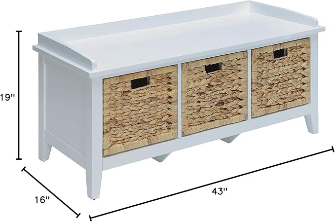 Acme Flavius 3-Drawer Wooden Storage Bench in White
