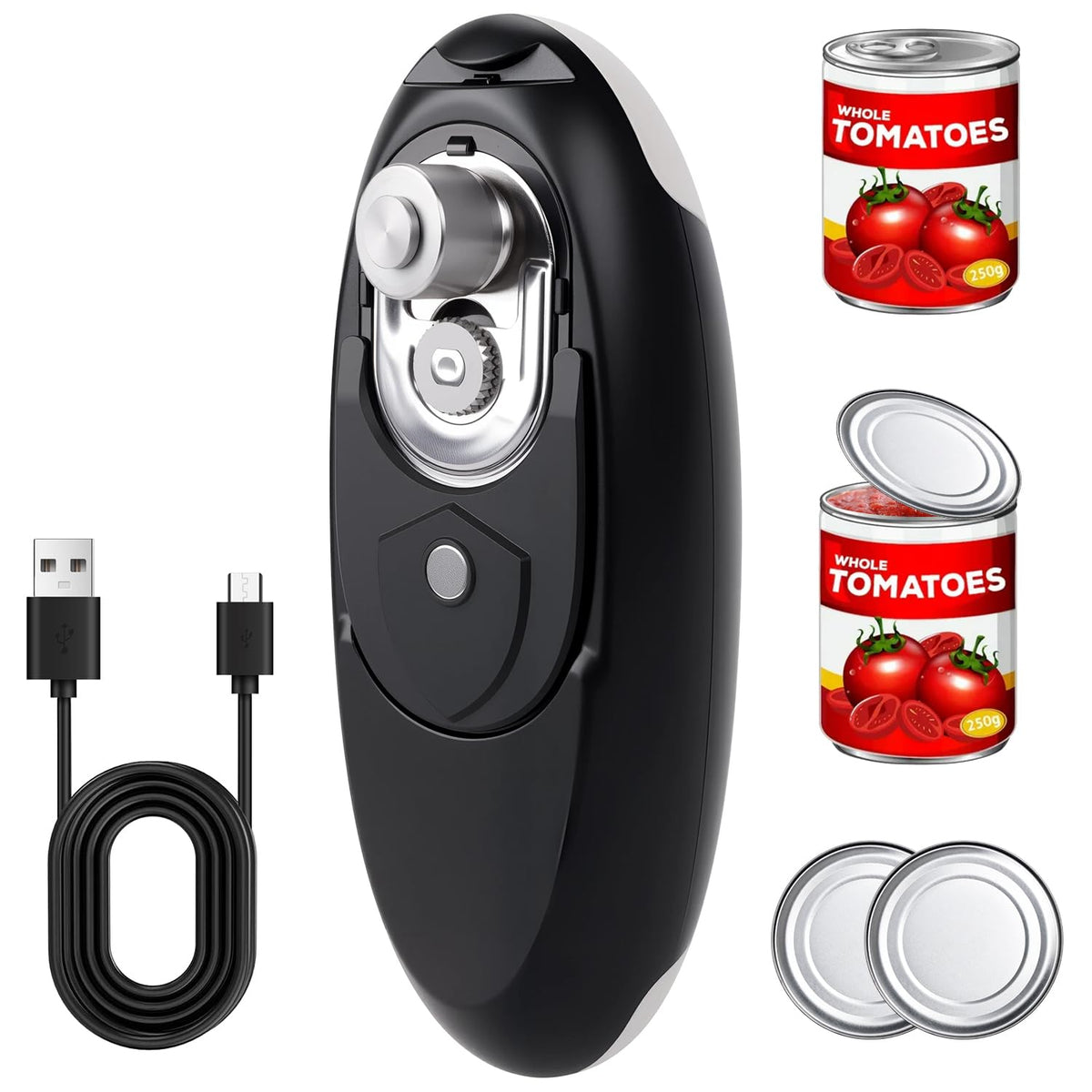 Electric Can Opener, Can Opener Electric Fits All Can Sizes, One Touch USB Rechargeable Electric Can Opener for Kitchen and Seniors with Arthritis, Chef, Automatic Can Opener, Portable Kitchen Gadgets