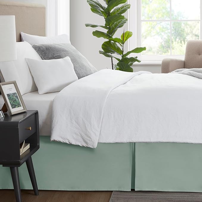 Nestl Sage Green Bed Skirt King Size - King Bed Skirt 14 Inch Drop - Brushed Microfiber Bed Skirts - Hotel Quality Pleated Bed Skirt - Shrinkage & Fade Resistant