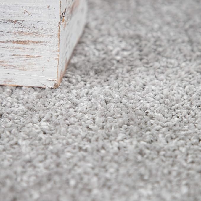 Paco Home Solid Area Rug in Silver Modern Plain Design, Size: 4'7" x 6'7"