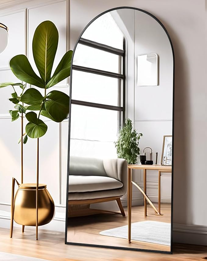 ITSRG Floor Mirror, Full Length Mirror with Stand, Arched Wall Mirror, 27"x71", Black Floor Mirror Freestanding, Wall Mounted for Bedroom Living Room, Black