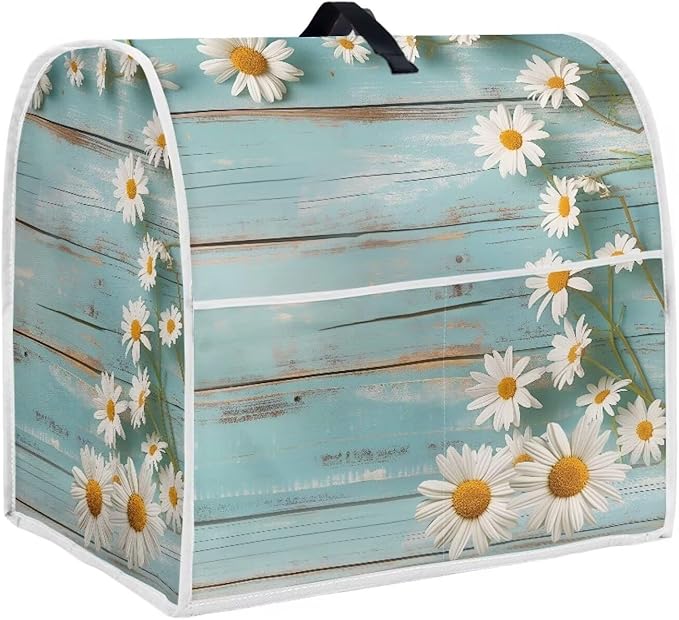 Daisy Stand Mixer Cover Teal Wood Kitchen Appliance Cover for 6-8 Quart Mixers Washable Food Processor Protective Covers Kitchen Mixers Accessories