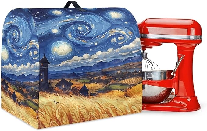 Blue Starry Night Print Mixer Cover Dust Covers with 2 Pocket and Handle Kitchen Appliance Coffee Maker Toaster Dust Covers