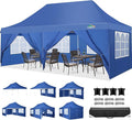 COBIZI 10x20 Pop Up Canopy Tent with 6 Sidewalls, Waterproof Commercial Canopy Ez Outdoor Instant Gazebo Easy to Set up Event Shelter, Garden Tents for Parties with Sandbags, Blue