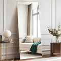 NEWBULIG 64"x21" Full Length Mirror, Full Body Floor Mirror with Aluminum Alloy Thin Frame, Wall or Standing Mirror for Bedroom, Living Room, Dressing Room, Gold-Rect