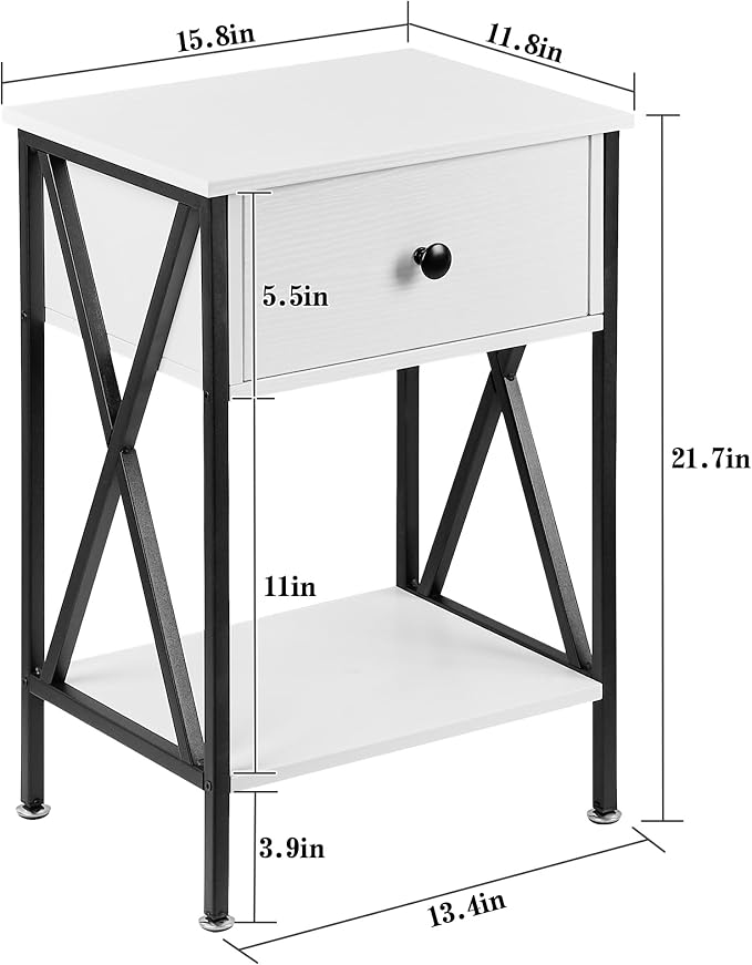 VECELO Nightstands Set of 2, Modern Bedside End Tables, Night Stands