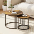 Garden 4 you Nesting Coffee Table, 23.6" Round Coffee Table Set of 2, Wooden