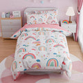 SANDJEST Rainbow Full Bedding Set for Girls, Ultra Soft Microfiber Comforter Set Full Size with 4-Pieces for Kids Teen, Bed Set Comforters for Bedroom Decor