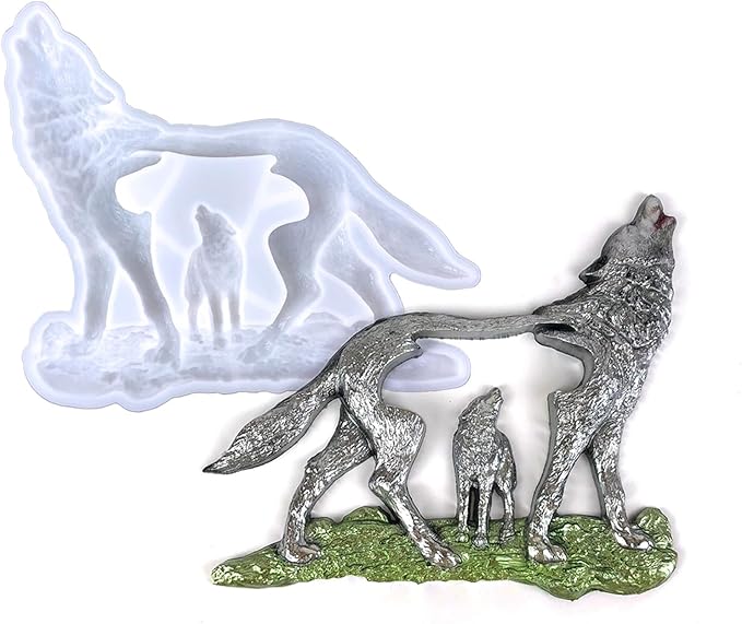 3D Horse Wolf Desktop Decoration Epoxy Resin Silicone Mold 9317+9578