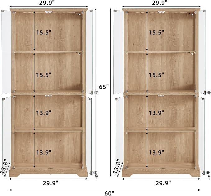 LELELINKY Farmhouse Display Cabinet Set of 2