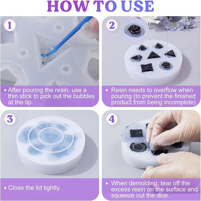LET'S RESIN Upgraded Large DND Silicone Molds for Resin with 7 Cavities