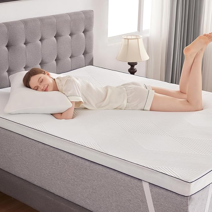 3 Inch Memory Foam Mattress Topper Queen Size with Removable Soft Cover Ventilated Breathable Cooling Mattress Pad Portable Bed Topper for Back Pain, CertiPUR-US Certified