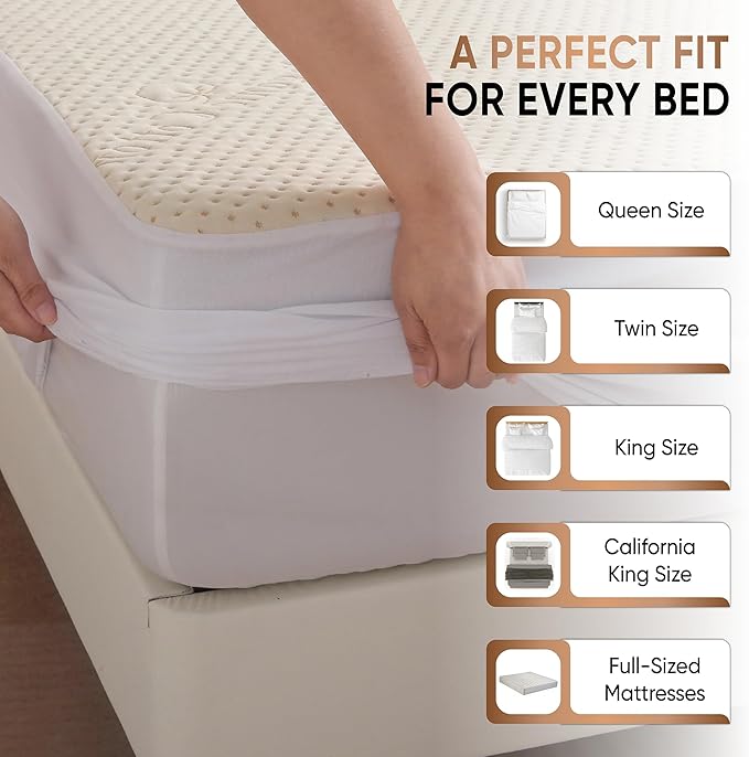 Luxury Waterproof Organic Mattress Protector Twin - Organic Cotton Breathable Mattress Pad Cover - Premium 380 GSM Comfort - Deep Pocket - Jersey Cotton Skirt - Fitted Design