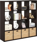 Furinno Cubicle Book Shelf, 16-Cube Bookshelf, Extra Thick Frame Reversible