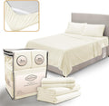 Queen Sheet Set - Luxury Hotel Bed Sheets - Soft Cooling Sheets with Elastic Corner Straps - Deep Pockets Microfiber Bedsheet - Bedding Sheet & Pillowcases - 4 Piece (Queen Size, Ivory)
