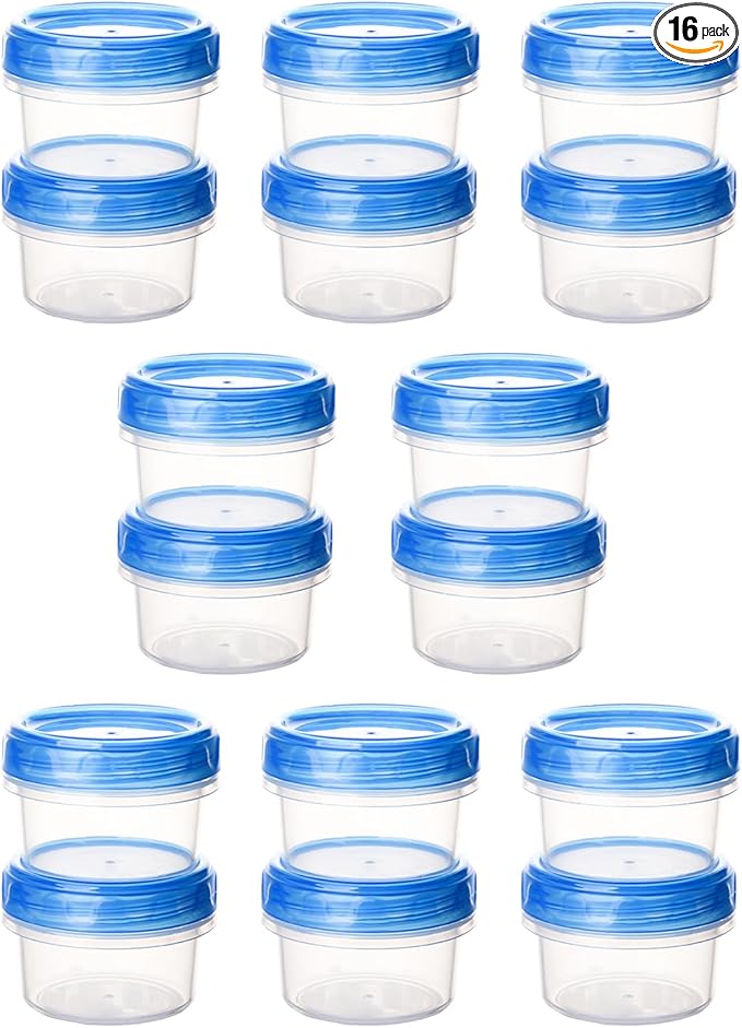 Salad Dressing Containers, [16 Pack*2 oz] Reusable Easy to Open Dressing, Condiment, Sauce, Dip Containers to Go With Leak-Proof Twist Top Lids, Bpa Free, Safe For Microwave, Freezer, Dishwasher