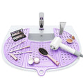 Sink Topper Bathroom Counter Cover & Storage Saver, Foldable Silicone Mat for Hot Tools, Hair Styling & Makeup, Beauty Brush Cleaning Mat, RV Camper Sink Cover & for Small Spaces (Standard Lavender)