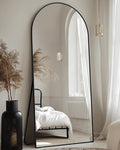 Full Length Mirror with Stand, 68"x26" Arched Full Body Mirror, Large Stand Up Mirrors, Aluminum Frame Floor Standing Mirrors, Freestanding Hanging Leaning Mounted for Bedroom Living Room Black