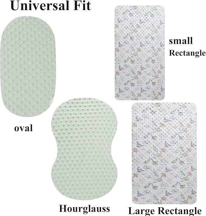 Dot Bassinet Sheet Set 2 Pack Stretch Fitted Cradle Sheets,Ultra Soft,Universal Fit Oval Rectangle Hourglass Pad/Mattress, for Baby Girls and Boys Light Green Dinosaur