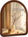 Arched Mirror 30 x 36 Inch,Walnut Brown Wood Rustic Bathroom Tempered Wall Mirror with Wood Frame,Round Corner Arch Farmhouse Wooden Vanity Mirror for Living Room,Entryway or Bedroom