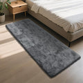 Soft Runner Rugs for Bedroom, Dark Grey 2x6 Area Rugs Fluffy Rug Shaggy Area Rug Carpet, Bedside Rug for Living Room Bedroom Kids Room Home Decor