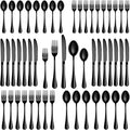 30 Pcs Black Silverware Set, Stainless Steel Flatware Set Service for 6, Mirror Polished Cutlery Utensil Set, Durable Home Kitchen Eating Tableware Set, Include Fork Knife Spoon Set, Dishwasher Safe
