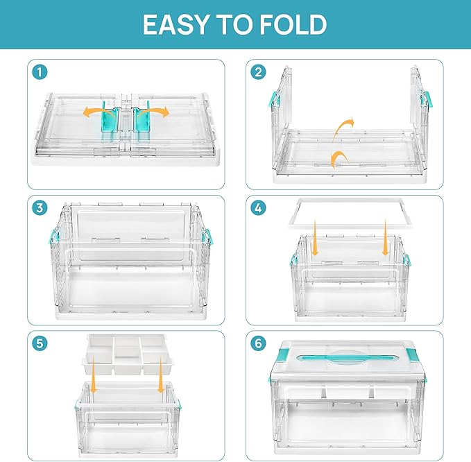 Vtopmart 24 QT Clear Plastic Craft Organizers and Storage Box with Removable Trays and Dividers,Art Supply Organizers and Storage,Ideal Containers for coloring Books,Craft Supplies,1 Pack