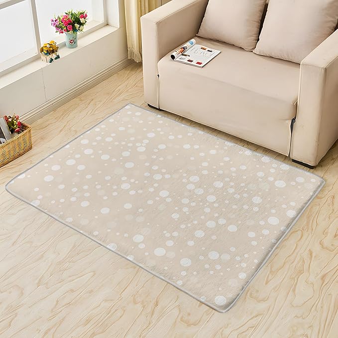 Beige Rug, 7x9 Rug, Bubble Print Rugs for Living Room Bedroom Dining, Minimalist Large Area Rug, Washable Rug Non Slip Soft Indoor Carpet, Kids and Pets Friendly, Beige Home & Room Decor
