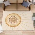 Boho Sun Area Rugs 5x7ft, Minimalist Line Rugs for Living Room, Geometric Solar Floor Rug Sturdy and Non-Shedding for Bedroom Hardwood Floors Teen Room
