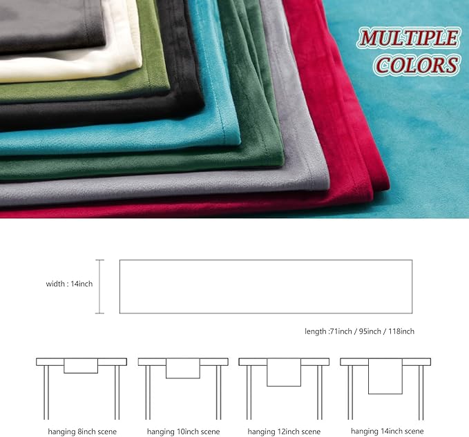 BALCONY & FALCON Velvet Table Runner 14"x71" Olive Luxury Machine Washable Farmhouse Vintage Runner for Table Dining, Party, Wedding, Birthday, Easter, Thanksgiving & Christmas & Home Décor