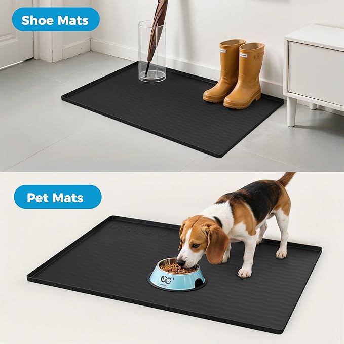 URMONA 31'' x 22'' Waterproof Silicone Under Sink Mat Cabinet and Counter Protector, Shelf Liner for Kitchen and Bathroom, Storage and Organizers, Litter Mat, Pet Cat Puppy Essentials(Khaki)