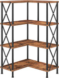 HOOBRO Corner Bookshelf, 4-Tier L-Shaped Bookcase, Industrial Open Display