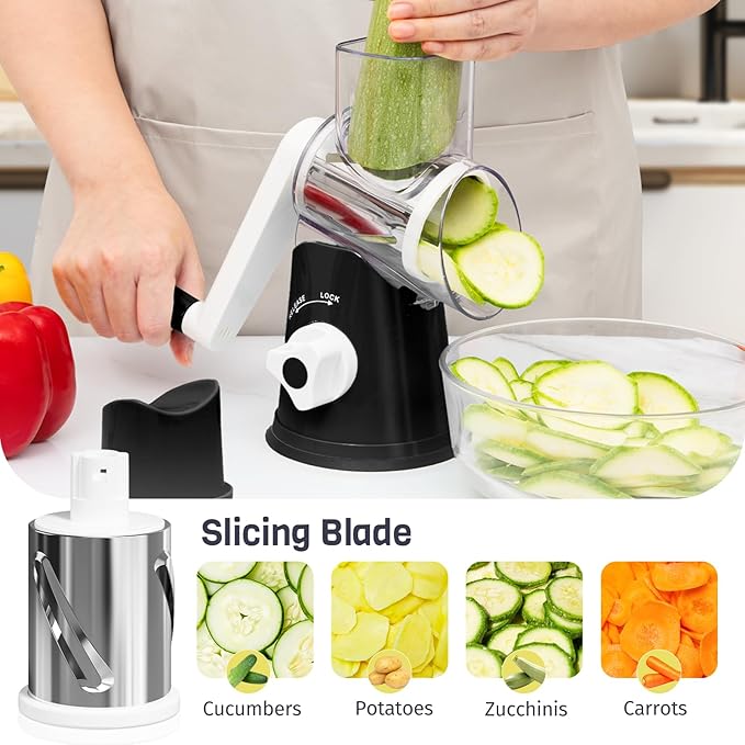 Nexsujo Black Hand Crank Rotary Cheese Grater
