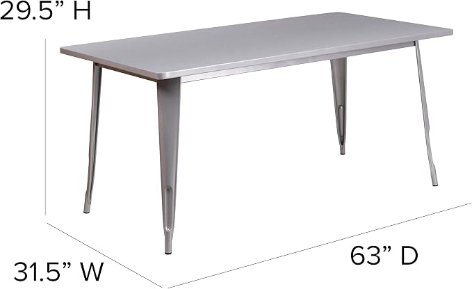 Flash Furniture Charis Commercial Grade 31.5" x 63" Rectangular Silver Metal