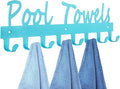 Pool Towel Rack for Bathroom Wall Mount Towel Hooks Towel Holder Carbon Steel Hanger Organizer Indoor Outdoor for Robe, Towel, Coat, Swimsuit, Umbrella, Bag, Keys(Blue)